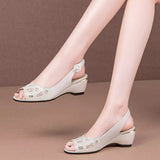 Summer New Fish Mouth Sandals Women 2025 Slope Heel Buckle With Comfortable Women's Shoes Water Drill Sandals Shoes HZ0115