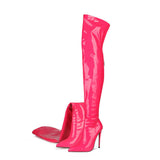 Autumn And Winter New Women's Boots Women Sexy High-Trace Zipper High-Slellaned Sharp Leather Tips Large Size Women Boots HZ0115