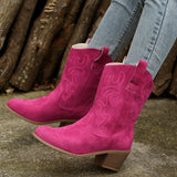 2025 New Autumn And Winter Women's Boots Large-Size Pure Color Fashion Coarse And Pointed Martin Boots HZ0115