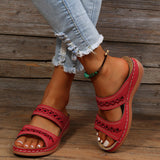 2025 New Large-Size Slippers Retro Car Line Anti-Slip Round Slope And Comfortable Word Cool Slippers Woman HZ0115