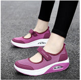 Large-Size Single-Shoe Women 2025 New Air Cushion Low-Top Magic Sticker Light Single-Shoe Solid-Color Mesh Women's Shoes HZ0115