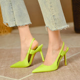 Z Family 2025 Autumn Silk Satin Blue Pointed Fine High Heel Women's Shoes After Stumbling Women's Sandals HZ0115