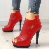 Spring And Summer Sexy New Fish Mouth Hollow Zipper Ultra-Fine And Cool Boots Lady Size HZ0115