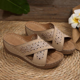 2025 Summer New Women's Slope And Thick-Soled Slippers Large-Size Fish Mouth Leisure Thick-Soled Beach Shoes HZ0115