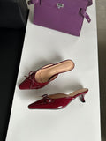 Baotou Down And Slippers 2025 New French Fairy Bow Bow Head Cool Drag Temperament Simple Coarse And Cool Drag HZ0115
