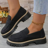 2025 New Spring And Autumn Lefu Shoes Large-Size Leisure Grinding Sand Yingfeng Women's Shoes Thick Heel Thick Back Retro HZ0115