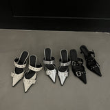 2025 Summer ~ Pointed Belt Buckle Thin Belt Buckle Single Shoes Silver Back High Heel Sandals HZ0115