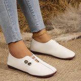 2025 Summer And Autumn New Soft Leather Flat Soles Women's Round Head Shallow One-Foot Pedal Large Size Women's Shoes HZ0115