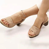 Sandals Women's Large Size 2025 Spring And Summer New Fish Mouth Beach Coarse Buckle With High Heel Women's Sandals HZ0115