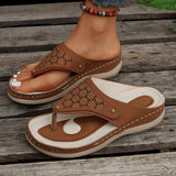 Summer New Outdoor Large-Size Roman Sandals Casual Comfortable Hollow Thick Bottom Clip Cool Slippers Women HZ0115