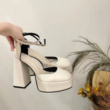 Ultra-High Heel Barbie Shoes Children 2025 New Spring And Autumn Beige Baotou Mary Cherish Coarse Sandals Wedding Shoes HZ0115
