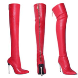Wish Autumn And Winter New Fashion Solid Color Fine High With Metal After Zipper Over The Knee Boots Woman HZ0115