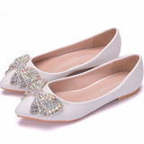 Fashion New Summer Autumn Korean Version Of AB Water Drill Women's Shoes Bow Head Shallow Single Shoes Women's Flat Shoes HZ0115