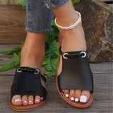 Large-Size 2025 Summer New Slippers Women Solid Color Weaving Simple Daily Beach Slippers Sandals HZ0115