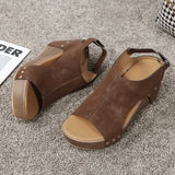2025 Spring And Summer New Rivet Slope And Fish Mouth Sandals Women Large Size Waterproof Table Hollow Thick-Soled Women Sandals HZ0115