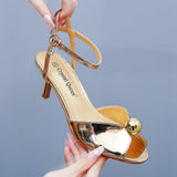 6 Cm Fish Mouth High-Heeled Sandals Shallow Mouth Buckle With Large-Size Round-Head High Heeled Fish Mouthed Fish Mouthed Sandals HZ0115
