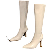 Original Design! Huge Comfortable ~ Brown Sharp Head High But Knee Thin Long Boots Fine And High Cylinder Elastic Boots Woman HZ0115