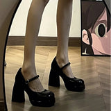 Fang Head Mary Treasure Shoes Children Small High Heels Waterproof Wedding Shoes Bridesmaid Shoes Buckle With Thick Heel Single Shoes HZ0115