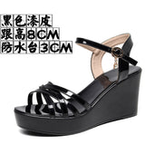 Golden Super High Slope And 12Cm Fashion Cross With Small Size Women's Shoes One-Word Thick-Bottomed Waterproof Toe Women's Sandals HZ0115