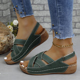 2025 New Summer Women's Slope Sandals Thick Sole Buckle With Fish Mouth Sandals Pure-Colored Slope Heel Sandals HZ0115