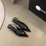 French Black Temperament Fine Heel High Heel Sandals Shoes 2025 New Spring And Summer Pointy Single Shoes HZ0115