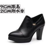 Sharp-Headed Coarse Waterproof Table Deep Mouth Single Shoes Women's Spring And Autumn Dress Work Shoes Side Zipper Fashion Singles High Heels HZ0115