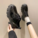 Women With Small Leather Shoes New Spring 2025 British Wind Students Retro Thick-Soled Single Shoes Small Pine Shoes HZ0115