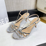 2025 Summer Net Red New Word With Buckle Temperament High Heels Female Fine Heel Beautiful Nude Fine Sandals HZ0115