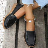 Single-Shoe Large-Size New Bean Shoes Women's 2025 Summer Round Head Flat Simple Casual Mother Shoes Lefu Shoes HZ0115