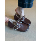 Vintage Plus Thicken Shoes With A Foot Pedal To Keep Warm Happy Shoes Flat Hair Wool Cotton Shoes HZ0115