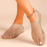 Water Drill Mesh Sandals Women 2025 Summer New Comfortable Foot Size Lady Flat Sandals HZ0115