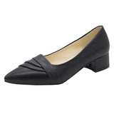 Women's Business Side Heel Single Shoe Tips Heel Small Leather Shoes Four Seasons Elegant Fashion High Heels Wrinkles HZ0115