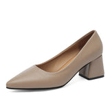 Profy Temperament Light-Mouthed High-Heeled Shoes Korean Version Of Coarse Heel Single Shoes Four Seasons Professional Fashion Women's Shoes Size 41 HZ0115