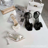 The Bow With Sandals And Women's Fine Heeled 2025 Summer Fashion Fairy De-Hoeed High-Heeled Shoes HZ0115
