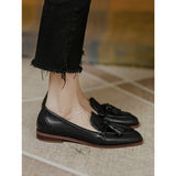 2025 New Round Head Escrened Black Soft Bean Shoes Coarse Heel Low Heel Single Shoes Women's Casual Lefang Shoes Ladies Shoes HZ0115