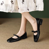 French Retro Low-Heeled Coarse Bow Mary Jane Shoes Women 2025 Spring And Autumn New Paint Skin Shallow Single Shoes HZ0115