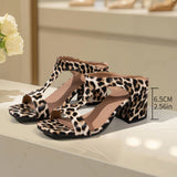 Sexy Leopard-Print High-Heeled Sandals Women Large-Size Zebra-Ssed Coarse Heel Sandals HZ0115