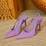 Z Family 2025 Autumn Silk Satin Blue Pointed Fine High Heel Women's Shoes After Stumbling Women's Sandals HZ0115