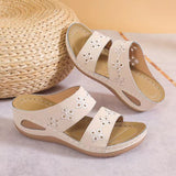 Spring And Summer New Slope And Slippers Women's Cool Slippers Embroidered Solid Sand Sand Sandals Casual Suture Shoes HZ0115