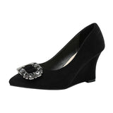 Poe Hefque Fashion Single-Shoe Women 2025 Spring New Fashion Water Diamond Head Light Moussed Soft Bottom Not Tired Heeled Women HZ0115