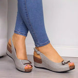 Summer 2025 Summer Slope High Heel Fish Mouth Buckle Sandals Women 40-43 Large Shoes Slope Sandals HZ0115