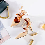 Black High-Heeled Women 2025 New Temperament Goddess Fan Sexy Pointed Roman Cross-Tie Fine Heel Single Shoes HZ0115