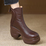 8.5Cm Small Thick-Bottomed Leisure Boots Round Head Zipper Ultra-High And Temperament Warm And Comfortable Chelsea Boots HZ0115
