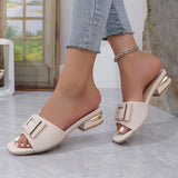 Fang Button Fish Mouth Slippers Women 2025 Summer New Korean Version Of Large-Size Fashion Wearing A Word Drag Coarse And Cold Slippers HZ0115