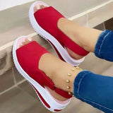 2025 Women's Shoes Large Summer New Thick-Soled Simple Women's Single Shoes Magic Stick Casual Fish Mouth Sandals Women HZ0115
