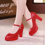 Painted Leather Tip Tip 15CM Catwalk Ultra-High Heel Women's Thick-Sed Waterproof Table Single Shoe With Shallow Model Performance Shoes HZ0115