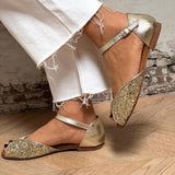 Golden Fish Mouth Sandals 2025 New Round Head Toe With Hollow Sandals Low Heel HZ0115