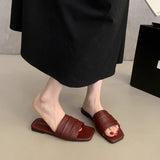 Korean Folded Soft Leather Slippers Women Wear Summer Soft Flat Bottom Beach Beach Shoes Fairy Wind Cool Drag HZ0115