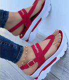 2025 Summer Large-Size Slope Heel Buckle With Sandals Women In Southeast Asia Wearing Rome Comfortable And Light HZ0115