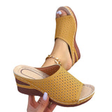 Sandals Women Large-Size Slopes And Summer New Fish Mouth Hollow Breathable Wear Thick-Bottomed Slippers Women HZ0115